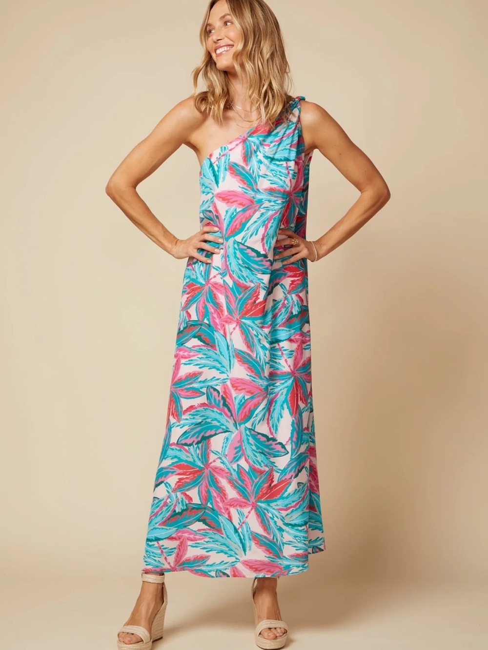 THE GAIA SILK MAXI DRESS IN MALLORCA PRINT
